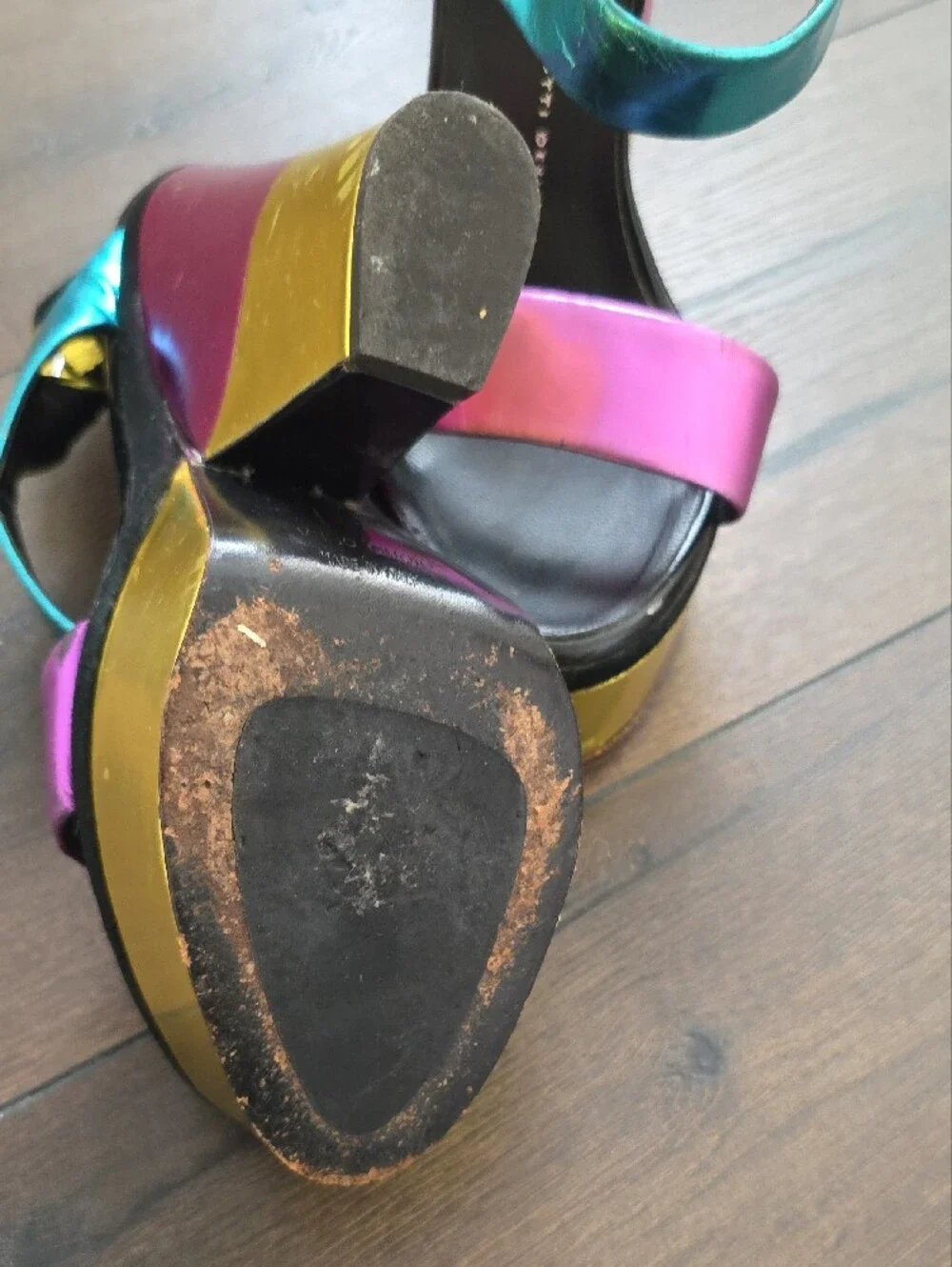 Giuseppe Zanotti metallic color block leather platform wedge sandals
